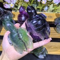 Tortue en Fluorite Arc-en-ciel Sculptée à la Main en Gros, Sculpture de Tortue en Cristal, Artisanat en Pierre Naturelle pour la Décoration et la Guérison Spirituelle