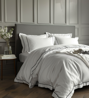 Parure de lit de luxe en percale 100% coton 300TC avec logo brodé, collection maison, taille Queen, pour toutes les saisons