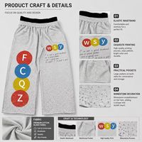 Nouvelle Arrivée Pantalon Ample Rétro Hip Hop pour Homme avec Imprimé Lettres et Strass Thermocollés en Coton, Coupe Large