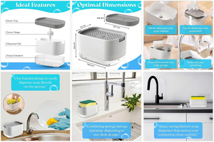 Plastic Dishwashing Detergent <b>Storage</b> <b>Box</b> One Press Easy Dispense 1-3L Capacity Wall Mounted <b>Kitchen</b> Helper - Product Image 4