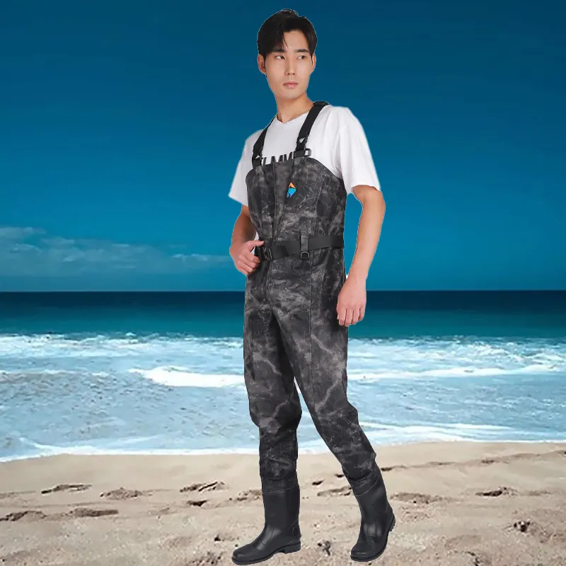 OEM 3 lớp thoáng khí waders dày ngực Túi PVC Nylon Camo đánh cá không thấm nước ngực waders đùi waders câu cá