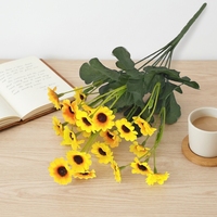 Tiges de tournesols jaunes artificiels, bouquet de marguerites en soie, arrangement floral artificiel, décoration de table pour la maison et le bureau