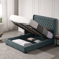 Cadre de lit moderne rembourré avec système de levage à gaz et rangement |   Lit ottoman en tissu |   Lit relevable hydraulique pour meubles de chambre à coucher OEM ODM