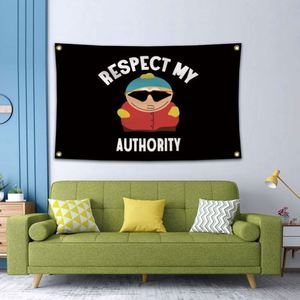 โรงงานขายส่งธงคุณภาพดี โพลีเอสเตอร์ 100D สีสันสดใส รุ่น Respect My Authority พร้อมป้ายโฆษณา - Product Image 5