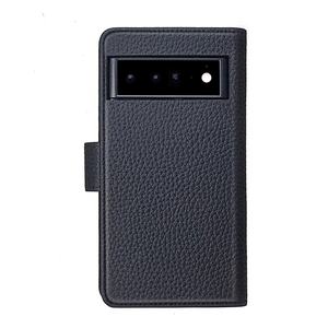Genuine Pebble <strong>Leather</strong> case With 6 Card Slot Wallet <strong>Pouch</strong> for google PixeL6 Pro Emf protection Flip Phone case Cover - Product Image 4