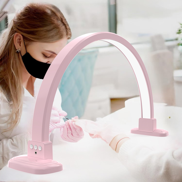 Professional Purple Nail Tech Light LED Clip on Crescent Lamp Adjustable Desk Lighting for Manicure Beauty Studio
