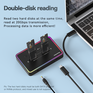 M2 SSD Case Dock Station M2 Duplicator Cloner Dual Bay Offline <span class=keywords><strong>USB</strong></span> A <span class=keywords><strong>USB</strong></span> <span class=keywords><strong>C</strong></span> à M2 NVME SATA SSD Enclosure Docking Station - Product Image 4