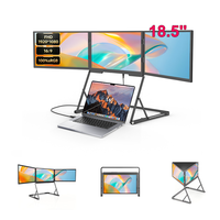 Moniteur triple écran 18,5 pouces TriCreate 1080P FHD USB-C, moniteur portable pour ordinateur portable en aluminium, écran LCD IPS, infrarouge, affaires, nouveau, OEM