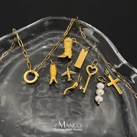 Collier DIY en acier inoxydable style Y2K eManco avec pendentifs en perles de poisson, accessoire de mode décontracté, vente directe d'usine