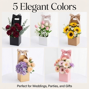 Scatole Regalo per Fiori, Contenitore per Bouquet con Manico, Scatola per Composizioni Floreali per Compleanni, Matrimoni, Festa della Mamma, Forniture per Feste - Product Image 2