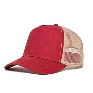 Gorra Trucker Clásica Roja de Lona con 5 Paneles, Ligera, Transpirable, Ajustable, con Cierre a Presión, para Golf, Running, Ciclismo, Pesca - Product Image 2