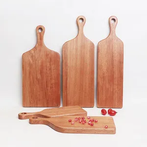 Luxury Japanese Style Red Custom Size Logo Cake Sushi Serving Trays Kitchen Walnut Wooden Cutting Board with Handle