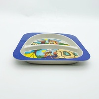 Ensemble d'assiettes divisées pour enfants en mélamine écologique, motif dessin animé, non toxique et de qualité alimentaire, passe au lave-vaisselle