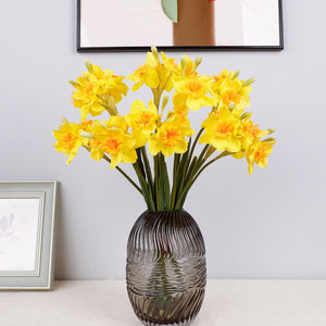 Narcisses artificiels blanc pur avec centre jaune, fleurs en soie et plastique, décorations de mariage, haute simulation, branche unique QH 57049 - Product Image 4