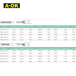 <span class=keywords><strong>Motor</strong></span> Tirai Gulung Otomatis A-OK AM45-50/12-E untuk Luar Ruangan, 50nm, 45mm, <span class=keywords><strong>Motor</strong></span> Tabung AOK - Product Image 6