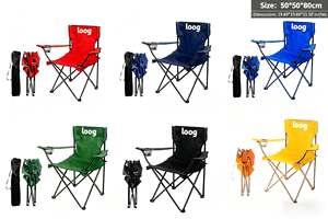 كرسي صيد قابل للطي ومحمول مع مسند للذراعين والظهر، كرسي تخييم دائري من قماش أكسفورد للاستخدام الخارجي في الحدائق والمتنزهات - Product Image 2