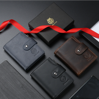 Dompet Kulit Crazy Horse Buatan Tangan Tahan Lama Terlaris dengan Banyak Kompartemen untuk Penggunaan Sehari-hari