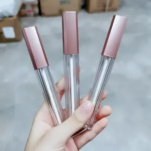 5ml quadratischer transparenter Lipgloss-Behälter matt roségold Lipgloss-Röhrchen Lipgloss-Behälter