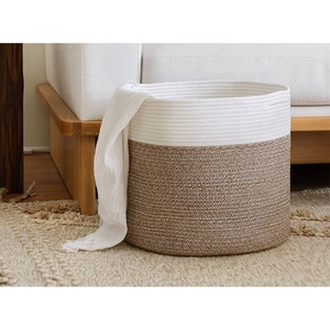 Cesto de almacenamiento de cesta tejida de cuerda de algodón grande marrón nuevo 2025 para <span class=keywords><strong>ropa</strong></span> <span class=keywords><strong>sucia</strong></span> - Product Image 5