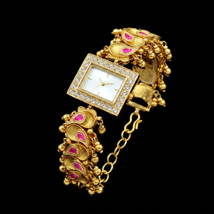 Conjunto de Reloj y Brazalete para Mujer Chapado en Oro 11400 con Piedra Swarovski, Diseño de Cadena con Colgante Estilo Bohemia para Fiesta, Moda - Product Image 1
