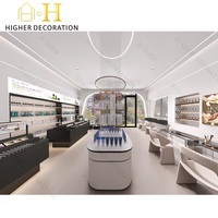 Meubles de magasin de cosmétiques sur mesure, vitrine de présentation de maquillage en bois, présentoir pour soins de la peau avec éclairage LED pour salon de beauté