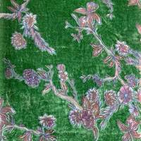 Tissu en velours jacquard personnalisé en gros, imprimé dévoré, motif floral, 100 % polyester, avec reflets dorés