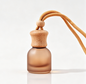 Botol Aromaterapi Kaca Gantung Mobil 11ml Desain Baru Warna Frosted dengan Tutup Kayu untuk Minyak Esensial Parfum - Product Image 4