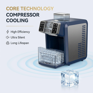 Máquina de Hielo 2 en 1 para Mostrador y Licuadora de Hielo con Compresor, Producción de 25 kg/día, Hielo Cuadrado, para Hogar, Bar y Uso Comercial - Product Image 4