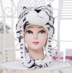 Sombreros de Animales (<span class=keywords><strong>Conejo</strong></span>, Panda) <span class=keywords><strong>Kigurumi</strong></span> de Felpa Rellenos de Algodón PP, Disfraz de Navidad, Protección Contra el Frío y el Viento, Suaves y Esponjosos, Unisex, Familiares - Product Image 4
