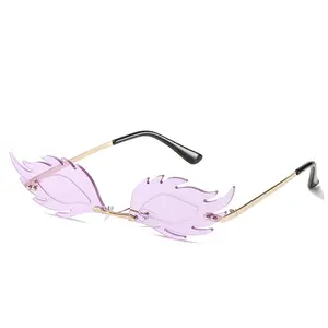 2021 New Design Custom Logo Printing Sun Glasses Flame Shades Metal Frames Women Sunglasses Fashion Black Pink Top Sale In China
