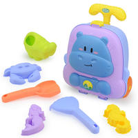 Ensemble de jouets de plage et de sable d'été 8 pièces pour l'extérieur, valise à roulettes animaux de dessin animé, ensemble de jouets pour enfants pour le sable et l'eau