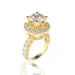 Women's Round Synthetic (lab grown) Viet Nam 18K Gold Moissanite Diamond <b>Ring</b> 10 mm - GRA Certified - Product Image 1