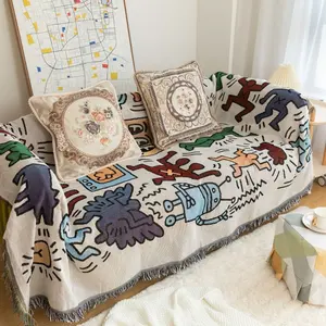 New Polyester Warm Solid Woven Vintage Tapestry Colorful Boho Fantasy Rug Custom Jacquard Blanket