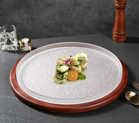 Assiette en verre peu profonde à motif uni, durable, écologique, de qualité alimentaire, moderne, simple, minimaliste, pour desserts et café