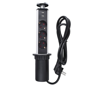 Presa di Corrente Verticale <span class=keywords><strong>a</strong></span> Scomparsa con Spina EU, Presa da Tavolo per Cucina/Ufficio con Cavo Retrattile - Product Image 2