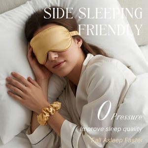Masque de sommeil en satin de soie double face personnalisé avec logo, respirant et occultant, pour la vente en gros - Product Image 3