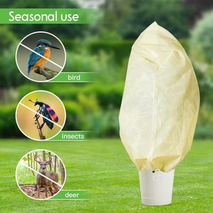 Funda Protectora para Plantas Chengye, Tela No Tejida, con Cordón y Cremallera, para Uso Invernal, Color Blanco Verde Hueso - Product Image 1