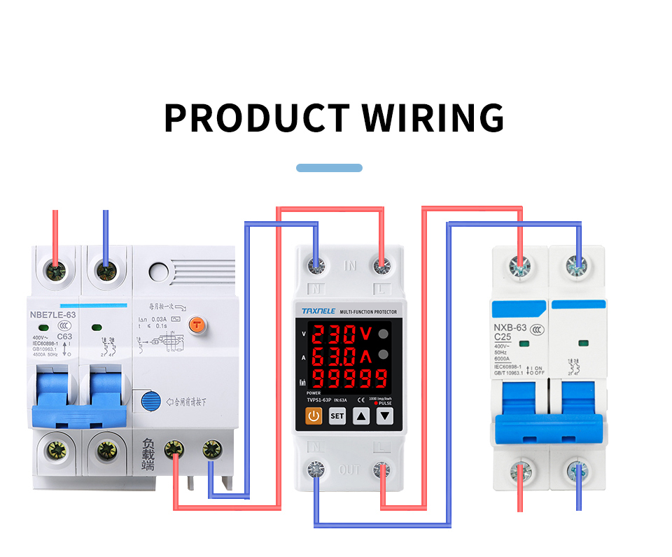 EAPDX-63V Über-/Unterspannungsschutz 63A 230V – 3-in-1 DIN-Schienenrelais Mit Display, Einstellbare Auslösewerte