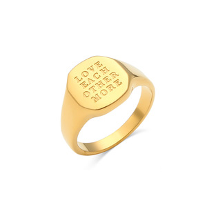 Anillo de Dedo Apilable Cuadrado Unisex de Acero Inoxidable Chapado en Oro con Palabras Grabadas Personalizadas, Popular en 2026 - Product Image 5