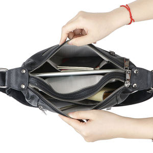 Bolsos cruzados AndoBag para el día a día para mujer, de cuero genuino, con múltiples cremalleras, estilo vintage, informal, para el trabajo, modelo 1809 - Product Image 6