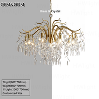 Lámpara de Cristal con Marco de Cobre de Alta Gama 7011, Elegante Lámpara de Techo Estilo Francés Vintage, Lámpara Decorativa para Comedor y Hotel