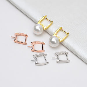 Clous d'oreille en argent S925, grandes boucles d'oreilles en perles pour femmes, 5-6 cm de long, accessoires de bricolage, tendance, personnalisées, 1191, composants de bijoux - Product Image 1