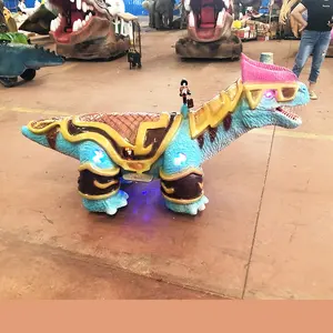 2023 New Outdoor Amusement Park Coin Operated Animatronic Walking Dinosaur Ride On Scooter for Kids