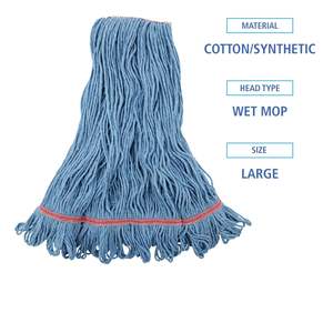 Tête de balai serpillère en microfibre Boardwalk Super Loop avec bande rectangulaire bleue de 1 pouce, grande taille, 12 unités/carton - Product Image 4