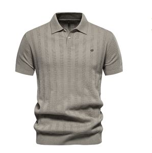 <span class=keywords><strong>2024</strong></span> primavera/verano hombres Polo de lana de punto camisa de manga corta cuello Casual camiseta Top - Product Image 4