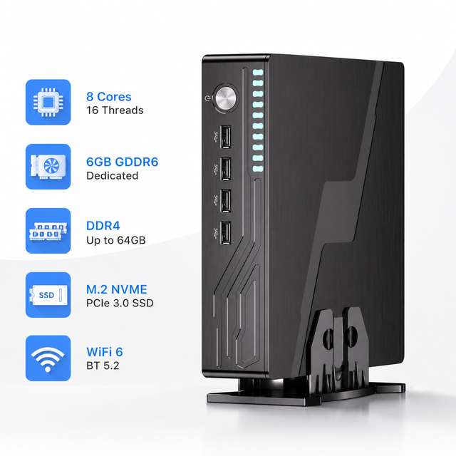 2026 NEW Mini Gaming Pc I9-9900T Dedicated Graphics Card RTX3050 6G Wifi6 Dual-screen Output Portable Host Home Office Computer