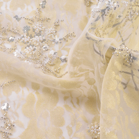Tela de Tul Suave con Bordado de Patrón de Abanico en Color Rosa Nude, Elegante y en Oferta, para Vestidos Románticos y Decoración de Fondos de Boda