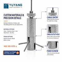 Clip de fixation en laiton bifurqué pour câble métallique 0,8-2,8 mm pour éclairage et gestion des câbles en pot YUYANG