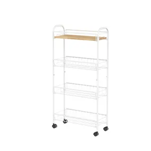 4 fila sottile utility di rotolamento del carrello carrello mesh dell'organizzatore di immagazzinaggio carrello con 4 ruote per la cucina, lavanderia, narrow gap