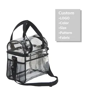Изготовление размеров под заказ из прозрачного ПВХ сумка для обеда с регулируемым плечевым ремнем пластиковая водонепроницаемая сумка-тоут Lunchbag прозрачный кулер сумки для пикника
